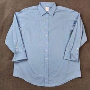 Brooks Brothers Dress Shirt‎ Mens 18-35 Blue Regular Fit Non-Iron Cotton